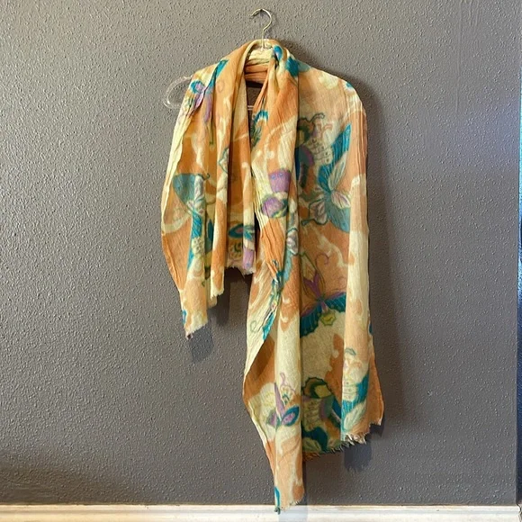 Anthropologie Fluttery Papillon Wool Fringe Scarf - Picture 2 of 10